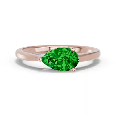 Pear-Shaped Emerald East-West Ring