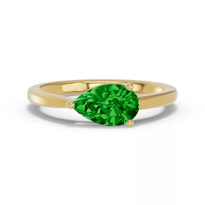 Pear-Shaped Emerald East-West Ring