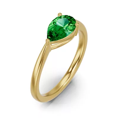 Pear-Shaped Emerald East-West Ring