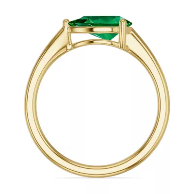 Pear-Shaped Emerald East-West Ring