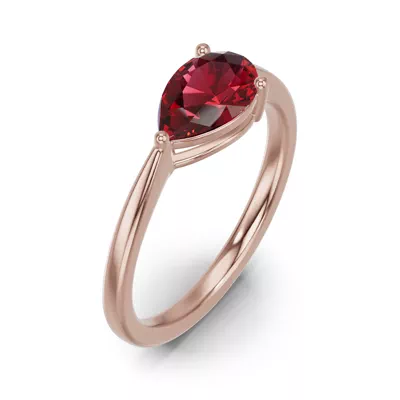 Pear-Shaped Garnet East-West Ring
