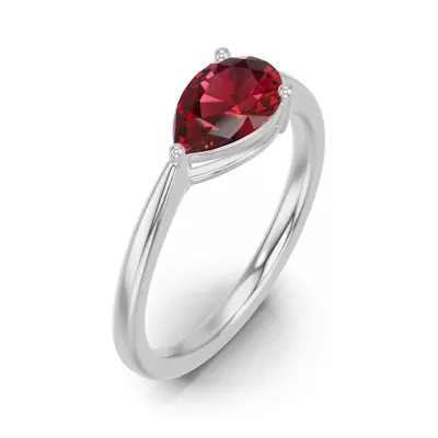 Pear-Shaped Garnet East-West Ring