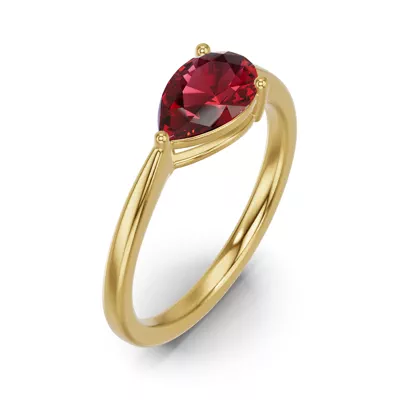 Pear-Shaped Garnet East-West Ring