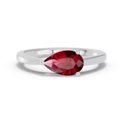 Pear-Shaped Garnet East-West Silver Ring