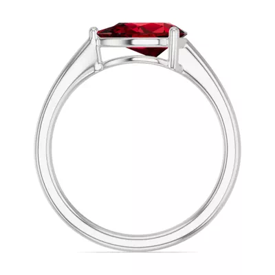 Pear-Shaped Garnet East-West Silver Ring