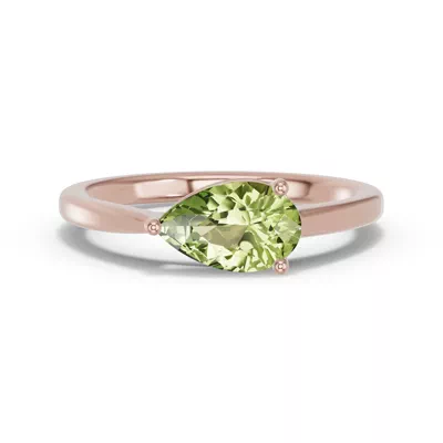 Pear-Shaped Peridot East-West Ring
