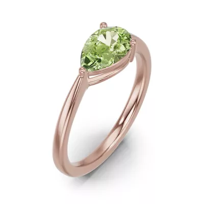 Pear-Shaped Peridot East-West Ring