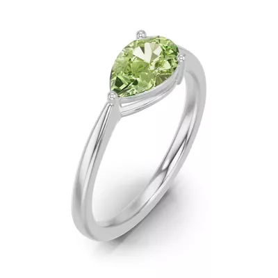 Pear-Shaped Peridot East-West Ring