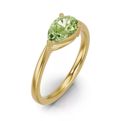 Pear-Shaped Peridot East-West Ring