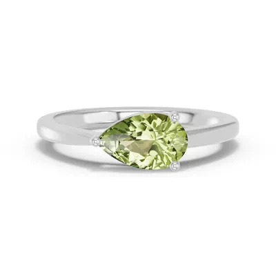 Pear-Shaped Peridot East-West Silver Ring