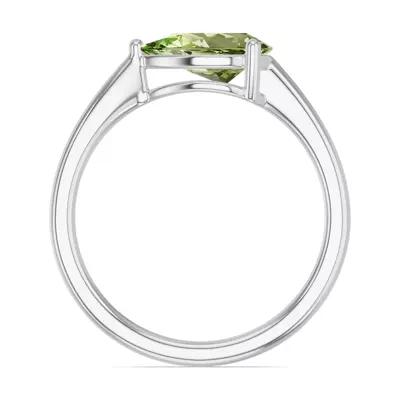 Pear-Shaped Peridot East-West Silver Ring