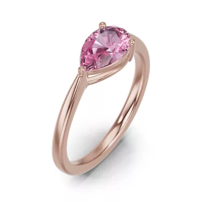 Pear-Shaped Pink Tourmaline East-West Ring