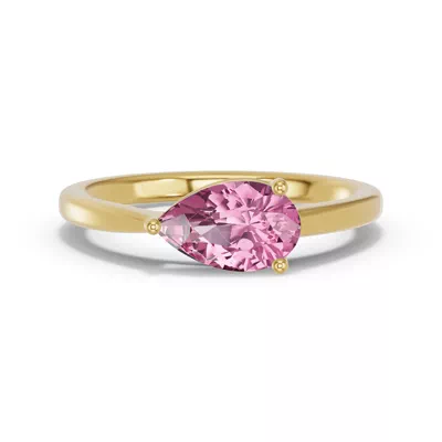 Pear-Shaped Pink Tourmaline East-West Ring