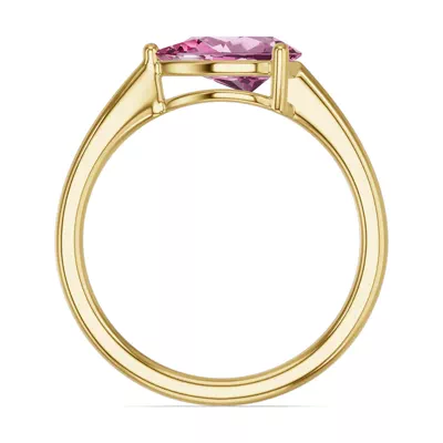 Pear-Shaped Pink Tourmaline East-West Ring