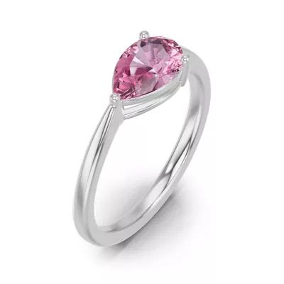 Pear-Shaped Pink Tourmaline East-West Silver Ring
