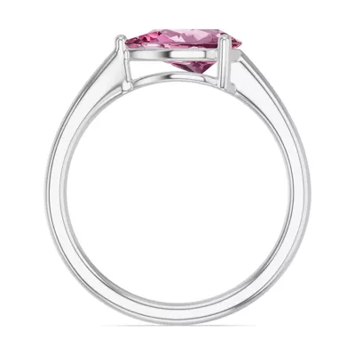 Pear-Shaped Pink Tourmaline East-West Silver Ring