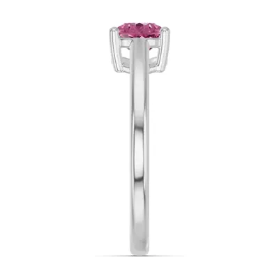 Pear-Shaped Pink Tourmaline East-West Silver Ring