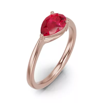 Pear-Shaped Ruby East-West Ring