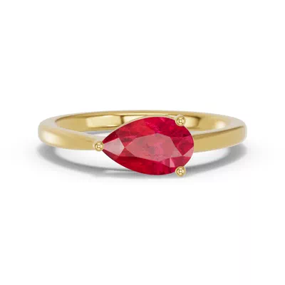 Pear-Shaped Ruby East-West Ring
