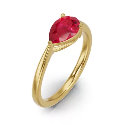 Pear-Shaped Ruby East-West Ring
