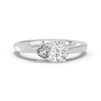 Pear-Shaped Lab Diamond East-West Silver Ring