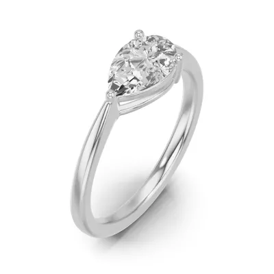 Pear-Shaped Lab Diamond East-West Silver Ring