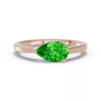 Pear-Shaped Tsavorite East-West Ring