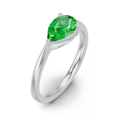 Pear-Shaped Tsavorite East-West Ring