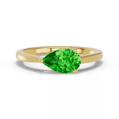 Pear-Shaped Tsavorite East-West Ring