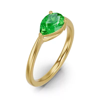 Pear-Shaped Tsavorite East-West Ring