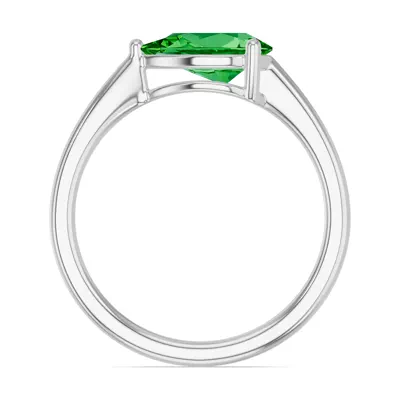 Pear-Shaped Tsavorite East-West Silver Ring
