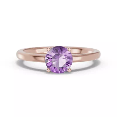 Round Amethyst East-West Ring