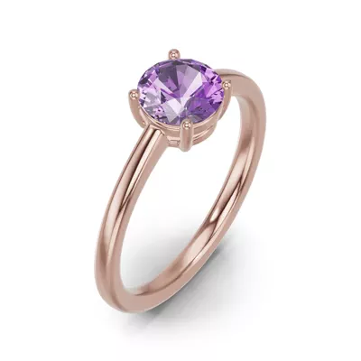 Round Amethyst East-West Ring