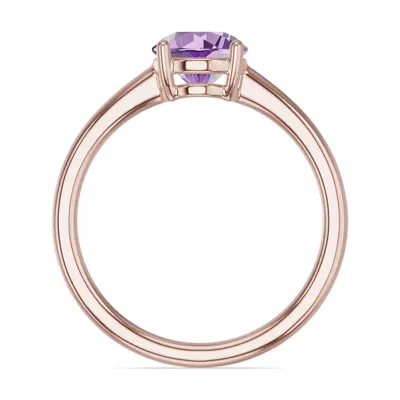 Round Amethyst East-West Ring
