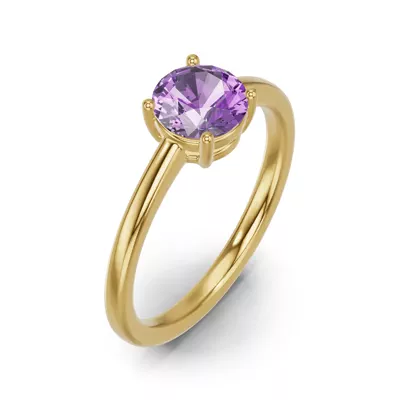 Round Amethyst East-West Ring