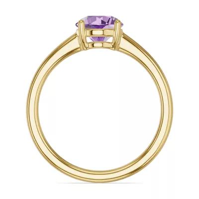Round Amethyst East-West Ring