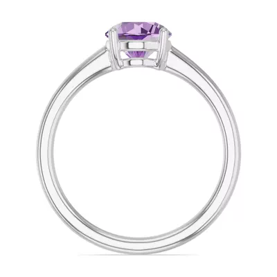 Round Amethyst East-West Silver Ring