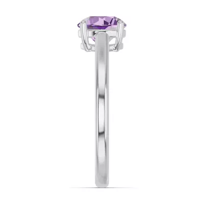 Round Amethyst East-West Silver Ring