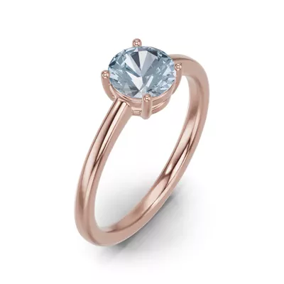 Round Aquamarine East-West Ring