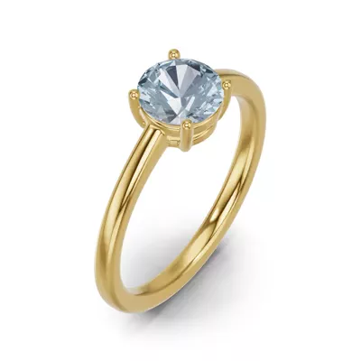 Round Aquamarine East-West Ring