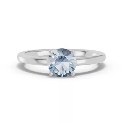 Round Aquamarine East-West Silver Ring