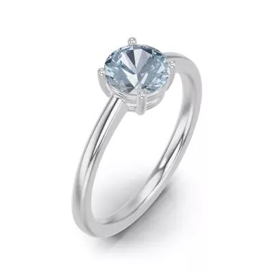 Round Aquamarine East-West Silver Ring