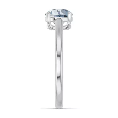 Round Aquamarine East-West Silver Ring