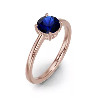 Round Sapphire East-West Ring