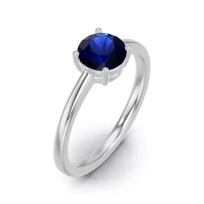 Round Sapphire East-West Ring