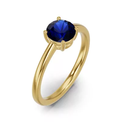 Round Sapphire East-West Ring
