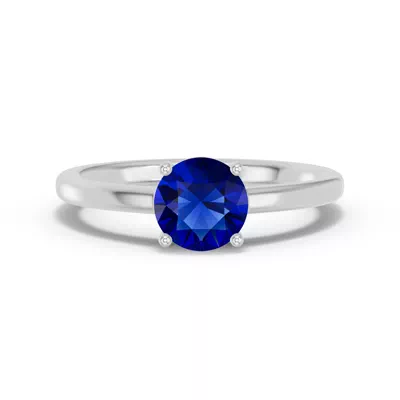 Round Sapphire East-West Silver Ring