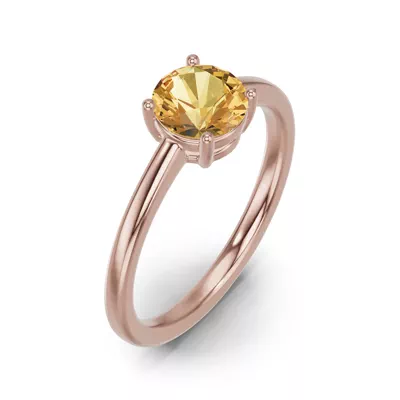 Round Citrine East-West Ring