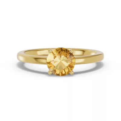 Round Citrine East-West Ring