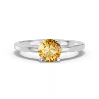 Round Citrine East-West Silver Ring